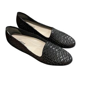 Trotter Liz black patent leather loafer flats shoes 7.5 S slim new w/o box